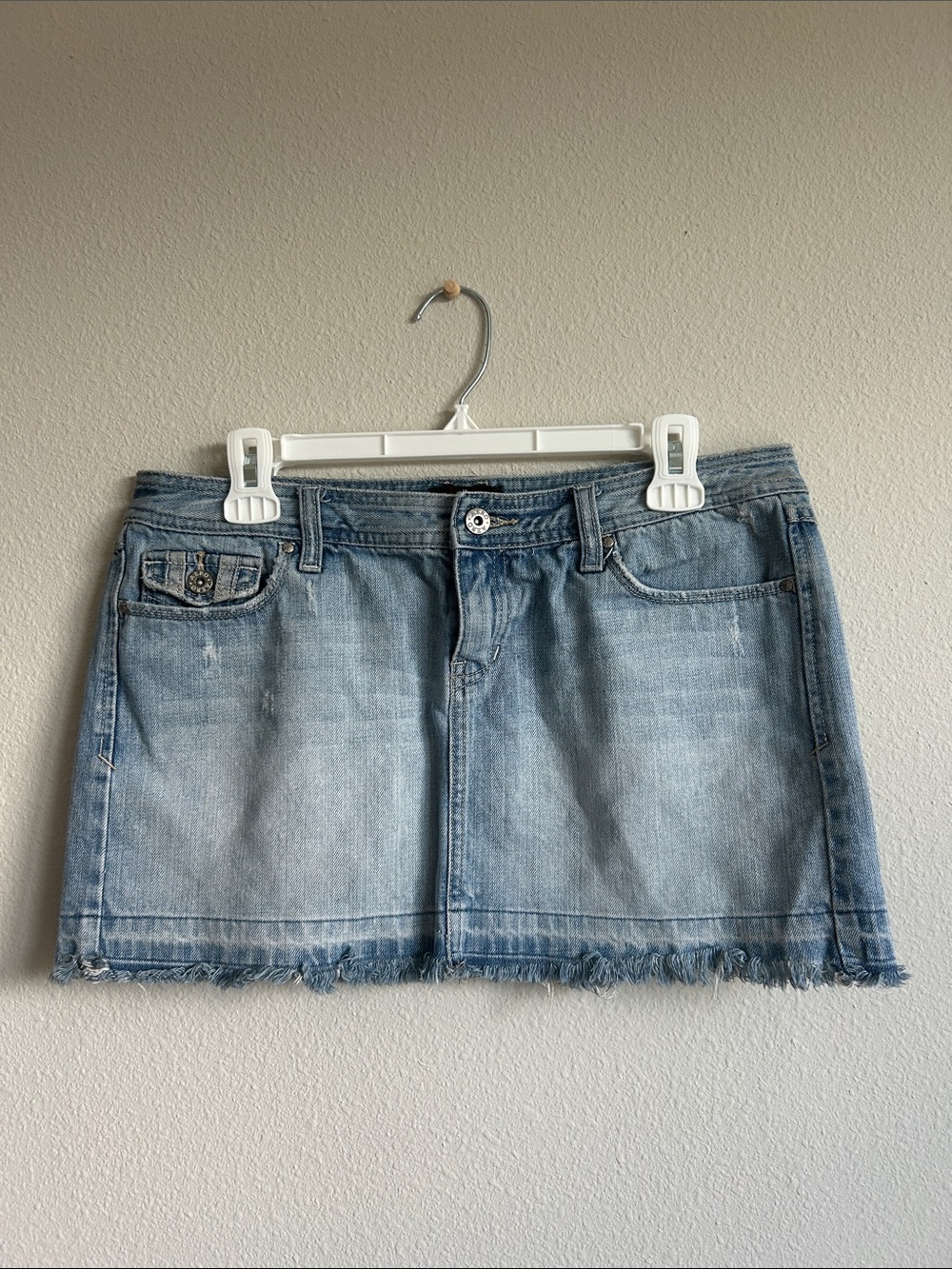 Y2K Aeropostale Light Blue Distressed Denim Mini Skirt